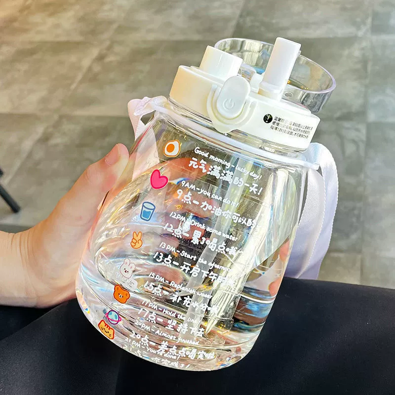 Чашка для воды большой емкости, женский летний ремешок, соломенная чашка для большого живота, милая Студенческая детская чашка для воды, бутылка для воды с высоким цветовым значением интернет-знаменитостей