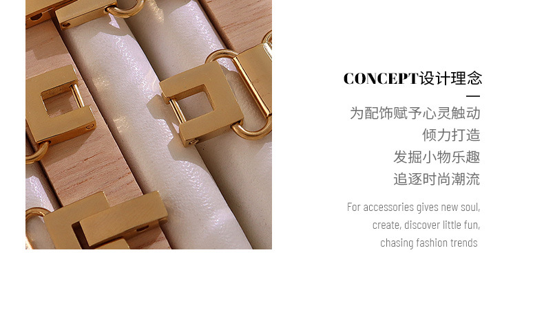 fashion hollow geometric ring necklace bracelet set titanium steel 18K gold plated jewelry