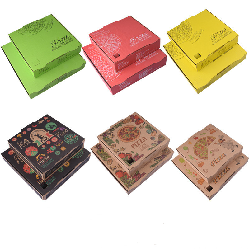 卡通图案三层瓦楞披萨盒6/8/10/12寸pizza饼打包盒彩印镀铝膜保温