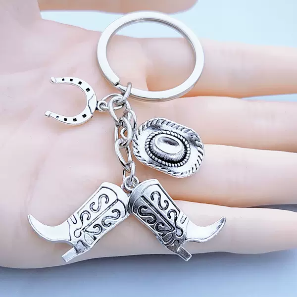Amazon cross-border hot selling cowboy hat boots horseshoe horse head Western Denim grassland grazing key chain