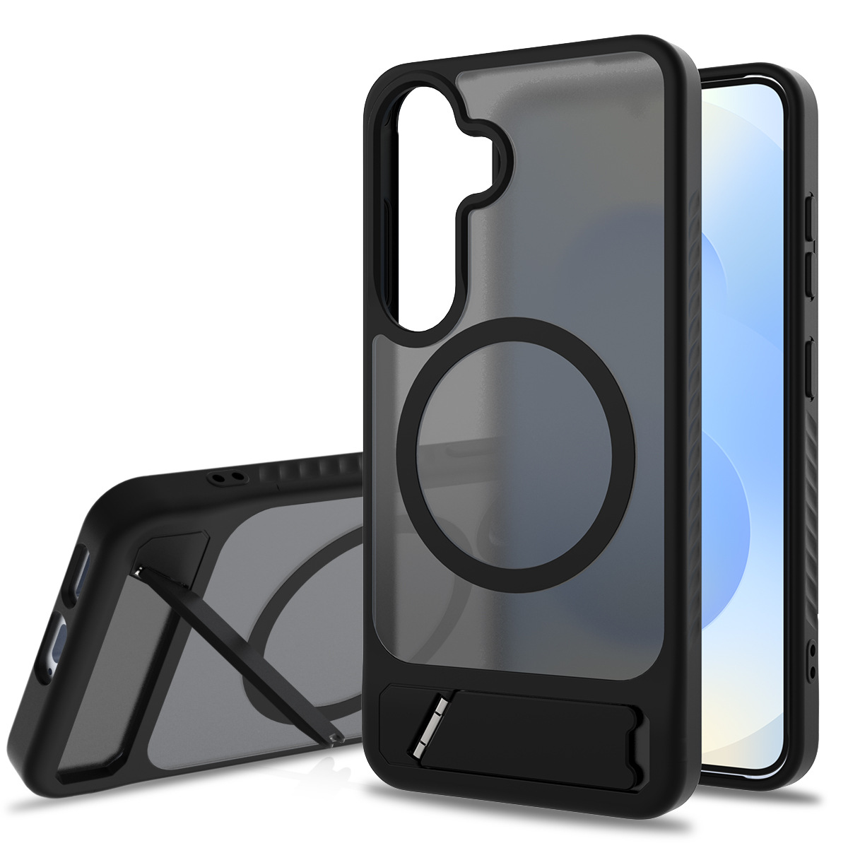 Nuevo tipo de soporte transversal para Samsung S25 caso de teléfono móvil S25 borde sensación de piel N52 soporte magnético invisible