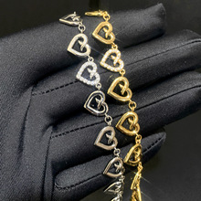 欧美时尚潮流新款镂空心形项链跨境嘻哈微镶锆石女士项链厂家直销