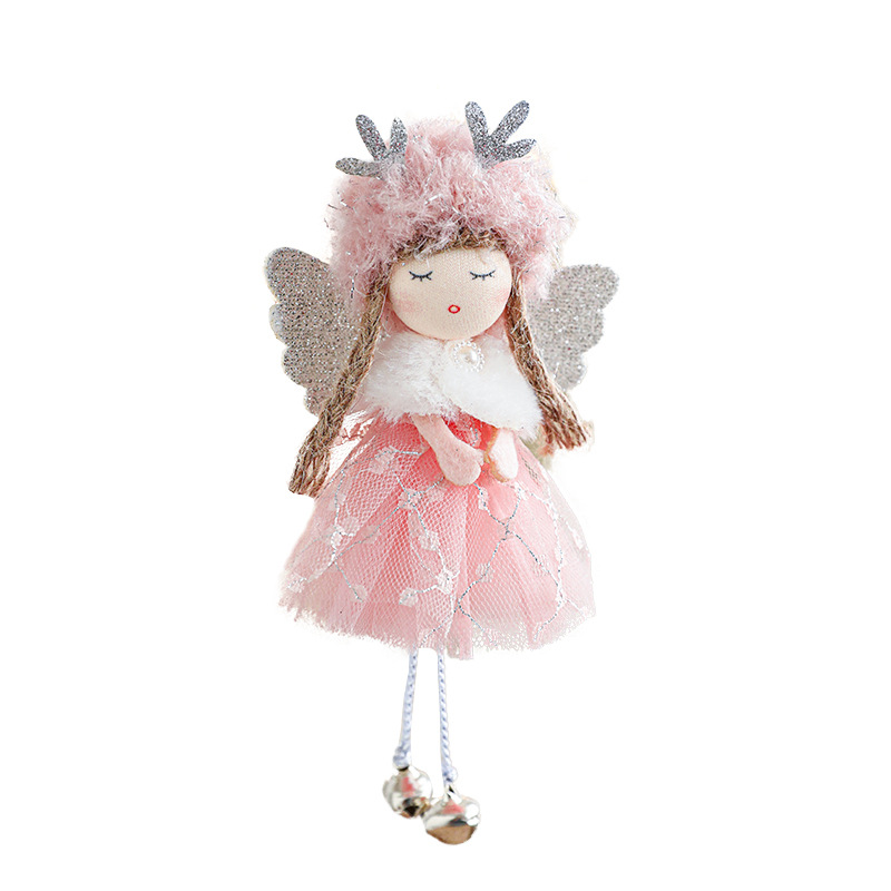 Nuevo de Navidad de peluche cuerno de ciervo ángel chica colgante árbol de Navidad colgante muñeca creativa decoración muñeca colgante