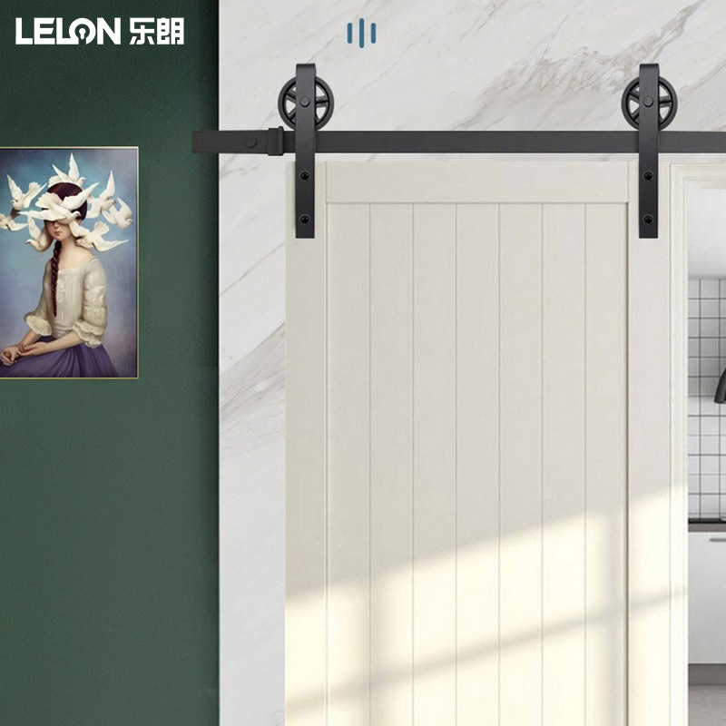Customized Track Length Barn Door Hanging Rail Large Wheel Type Kitchen Dining Room Partition Door Sliding Door Track Complete Set