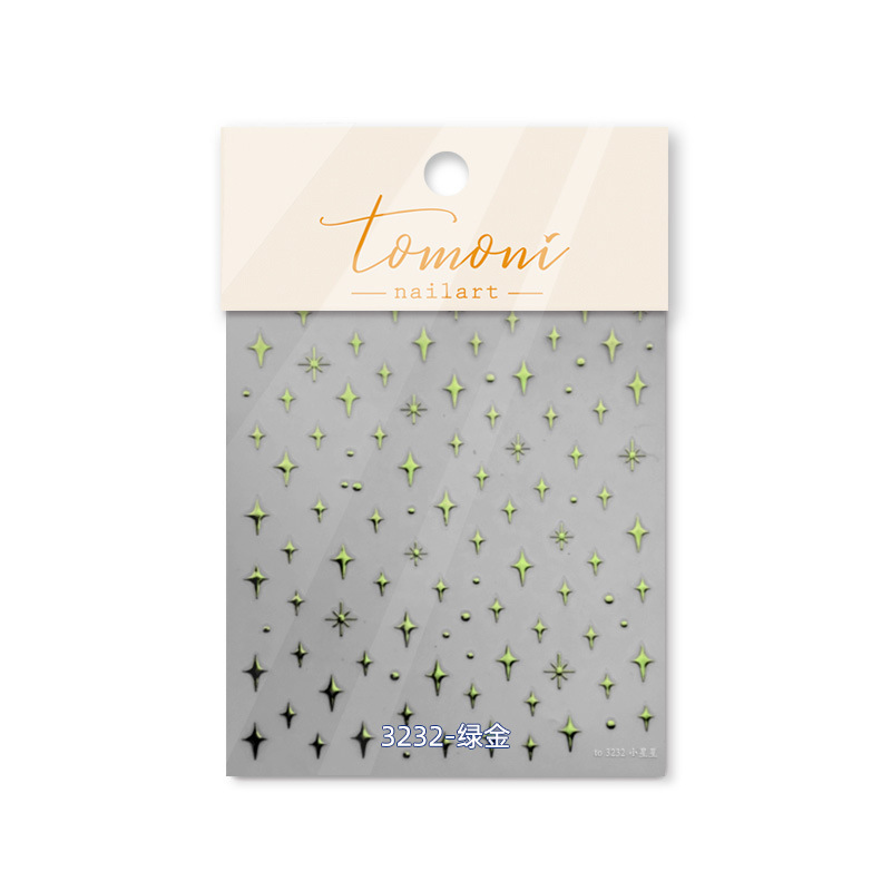 Pegatinas de uñas doradas tomoni populares pegatinas de uñas vintage fábrica al por mayor estrella japonesa de cuatro colores 3232
