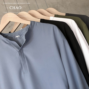 Black Shirt Men's Long-sleeved Shirt Loose Men's Chinese Style Autumn All-match Men's Casual Jacket Long-sleeved Top