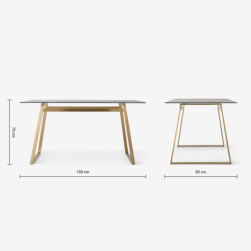 Mesa de comedor de vidrio pequeña mesa doméstica nórdica simple rectangular mesa de comedor de vidrio templado