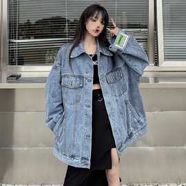 休闲港味潮新款2025c复古风宽松上衣C韩版hi学生女春秋牛仔外套女
