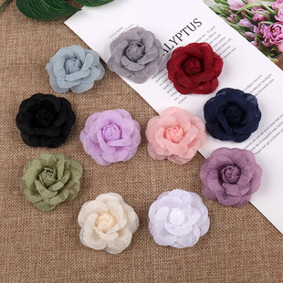 5.5cm Custom Retro Lace Camellia Burgundy Brooch Hairpin Headdress Clothes Shoes Hat Cloth Flower