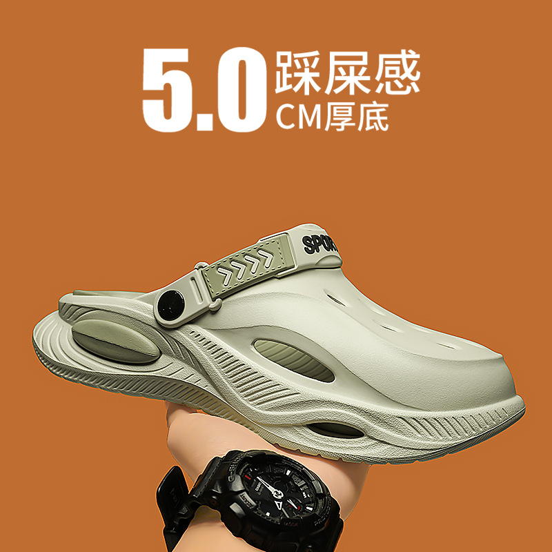 Zapatos de hombre 2025 verano nuevo estilo de los hombres zapatos con agujeros de boutique de dos desgaste fondo grueso al aire libre arena resistente al desgaste sandalias y zapatillas Baotou