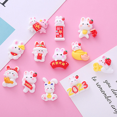 Cartoon new year Blessing Rabbit series diy resin Jewelry Gadgets Cream gel Mobile phone shell