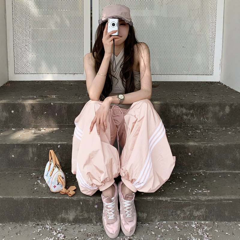 Pink Korean-Style Jogger Lantern Pants for Women, Summer 2026 New Model, Song Yuqi Same Style, Loose Fit, Slimming, Thin Sports Pants