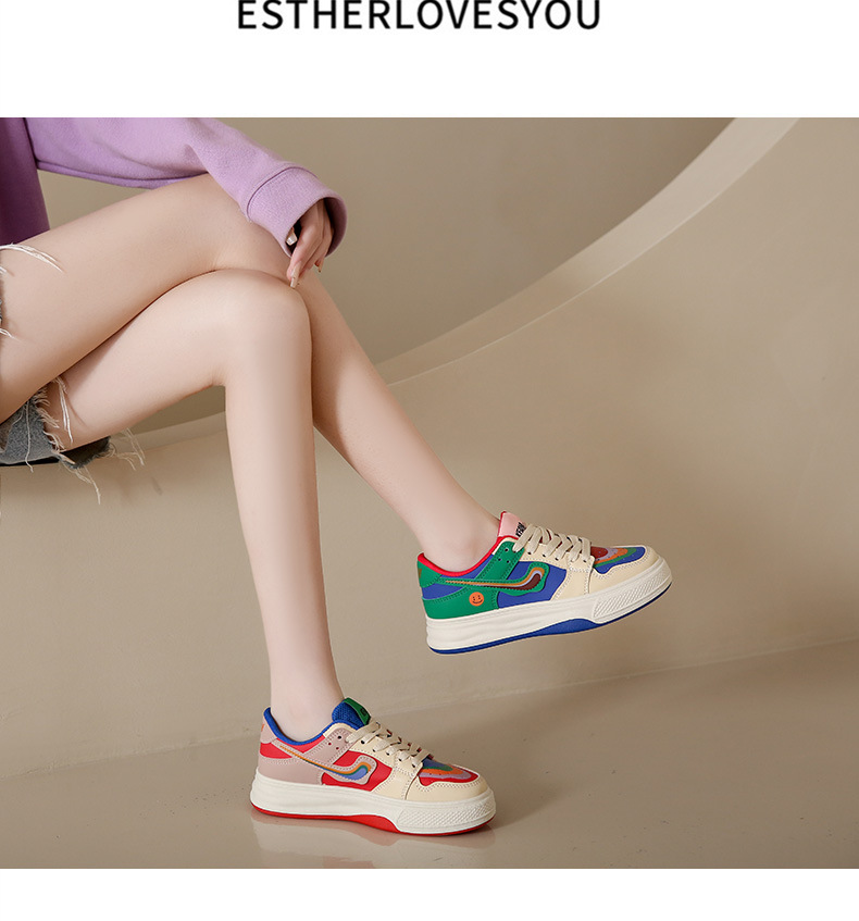 Casual Color Matching Rainbow Mandarin Duck Piccole scarpe bianche Donna 2023 nuova marea primaverile in scarpe sportive con fondo spesso rosso netto_voghion.com