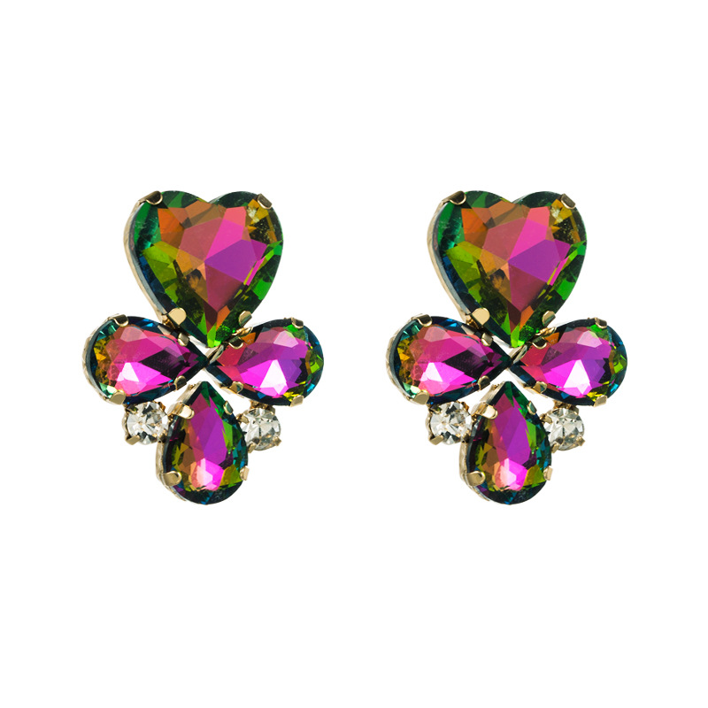 Ins Style Geometric Alloy Gold Plated Rhinestones Women's Earrings 1 Pair display picture 9