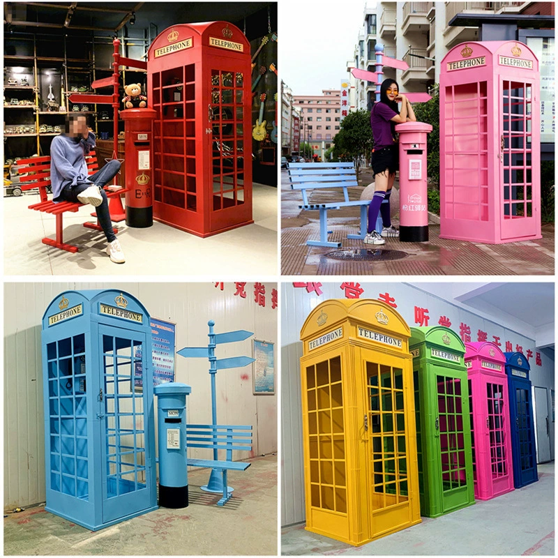 Ретро кованая английская телефонная будка Почтовый ящик Модель креативная украшение бар украшения кафе шкафчик