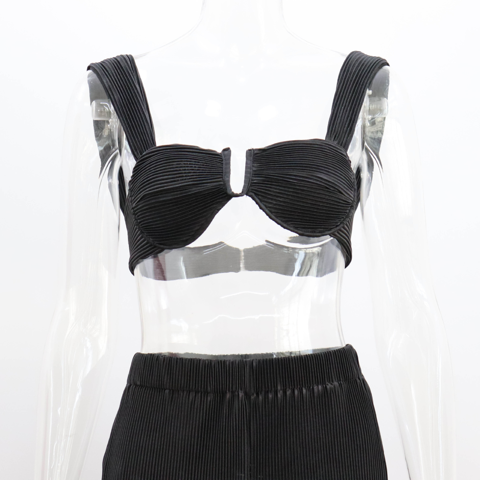 Traje de dos piezas para mujer, primavera y verano, con tirantes finos, espalda descubierta, informal, con pantalones rectos