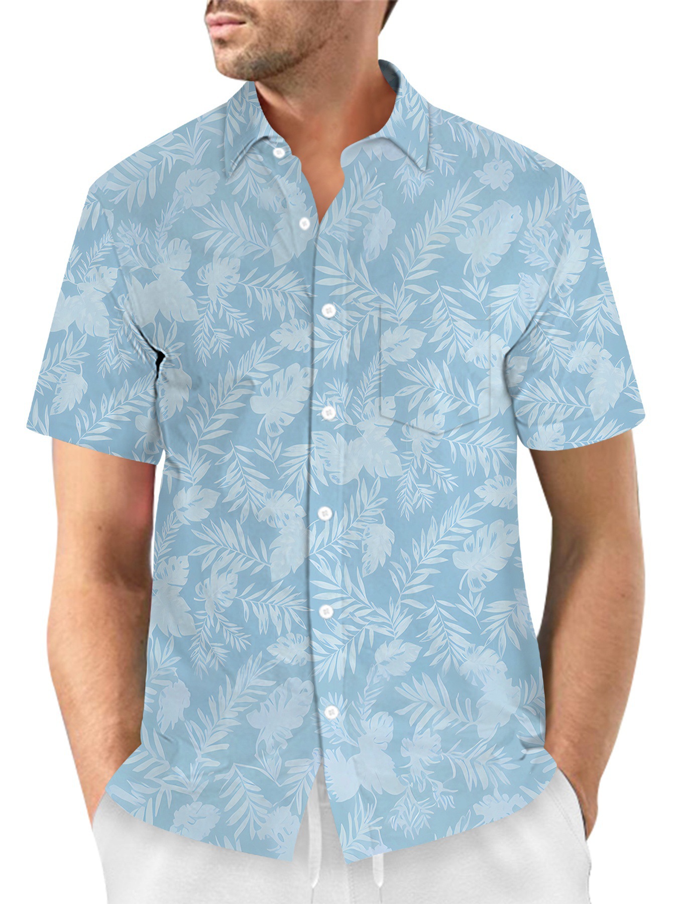 파란색 배경에 나뭇잎