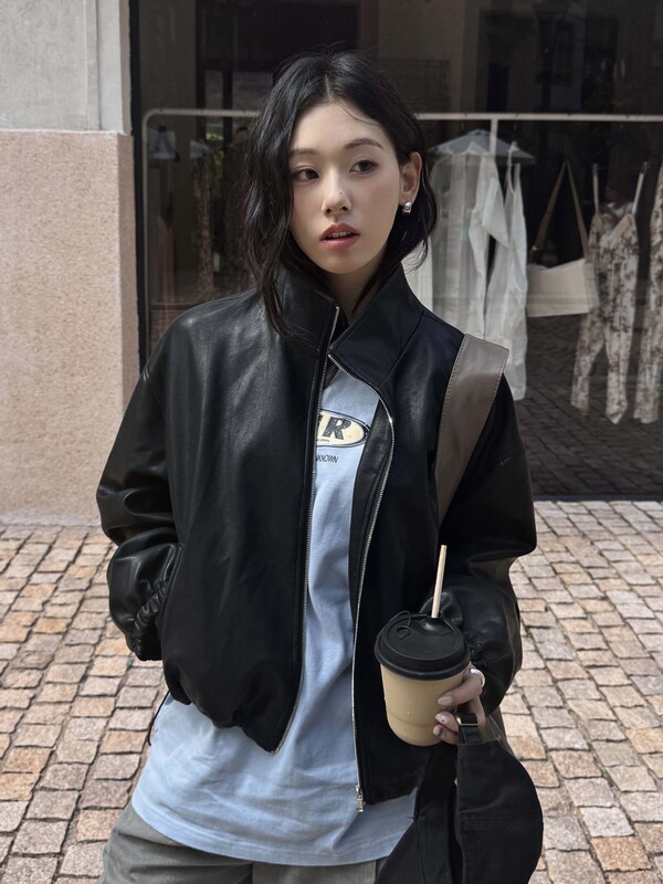 广州黄峥韩系超好看皮短外套女早秋小个子短款减龄皮衣夹克530847|undefined