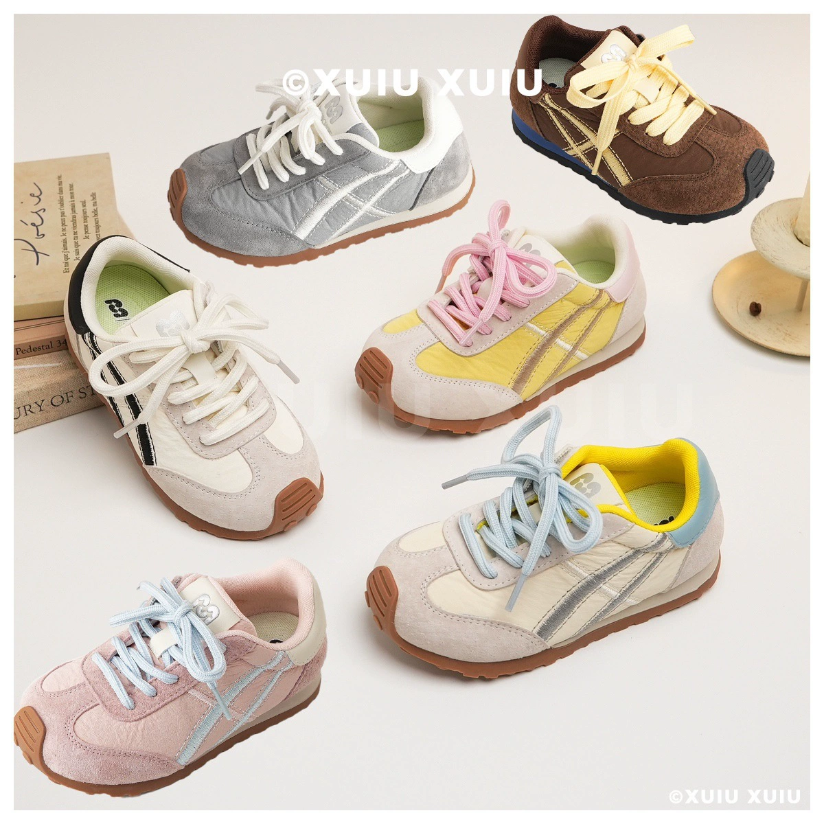 XSHX «Ghost Family Dopamine» Плиссированные детские функциональные туфли Форрест Гамп с масляной краской для мальчиков и девочек на весну и осень [Wenzhou Shoes]