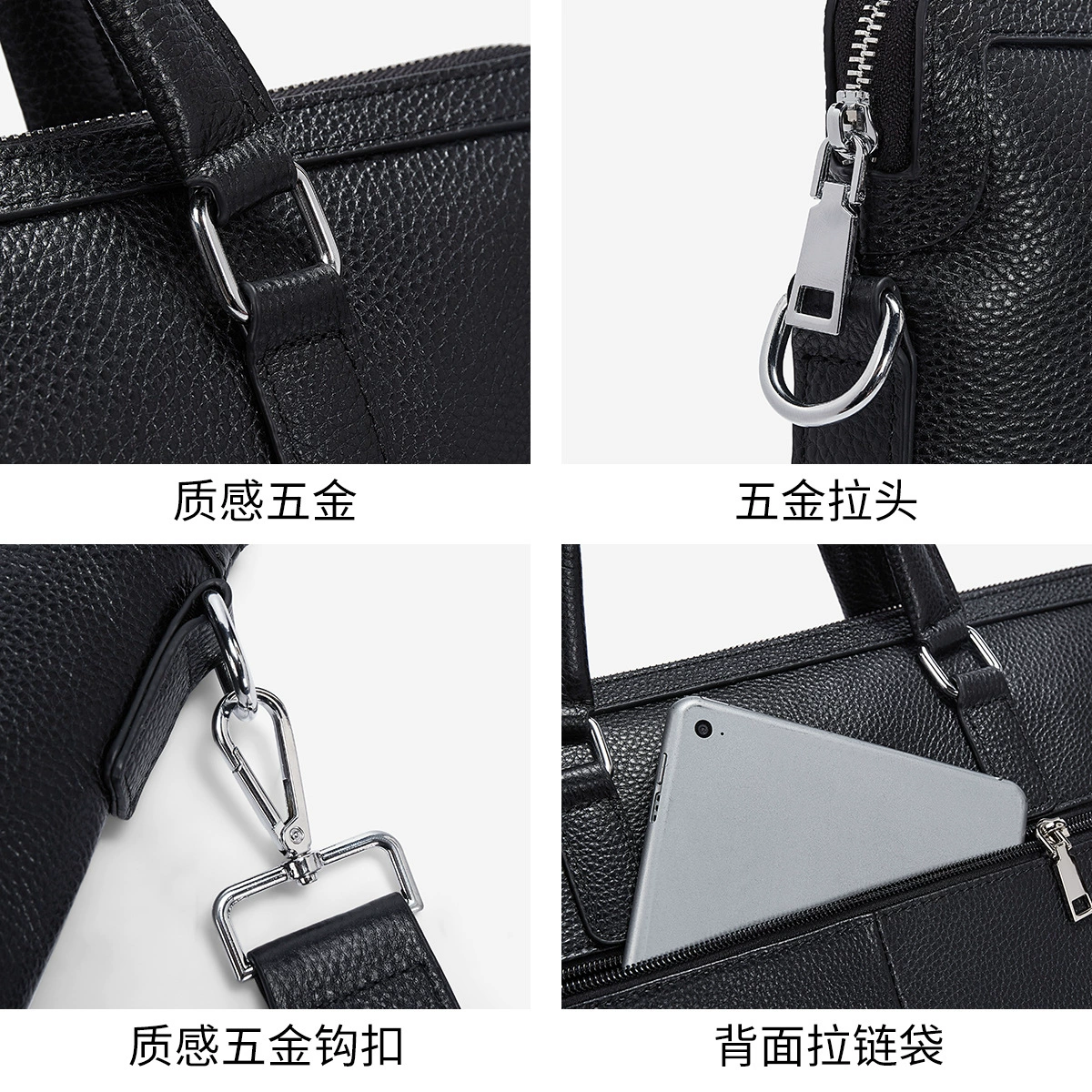 Leather purse, capacious bag for leisure, cowhide, genuine leather