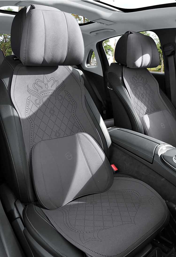 2026 New Crown Suede Leather Car Seat Cushion, Suitable for All Seasons, Small Waist Design, Model MA12