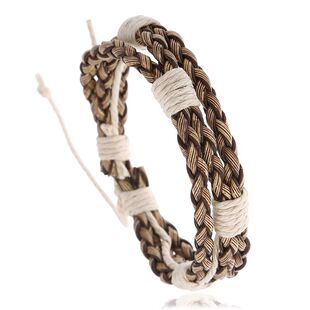 Factory direct supply retro woven leather bracelet simple European and American men's imitation leather bracelet bracelet adjustable hand rope