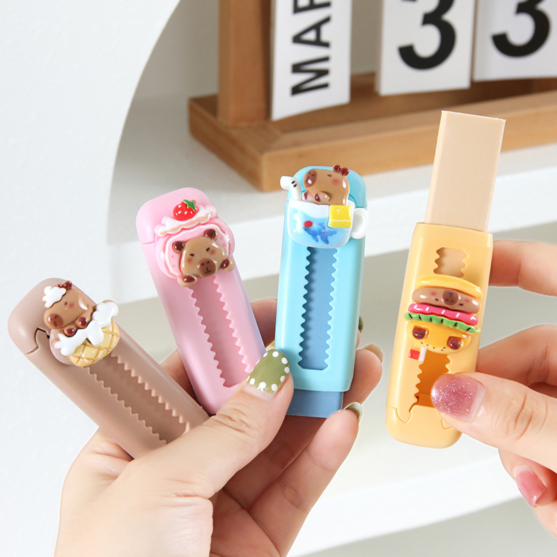 CyiMu902 nuevo producto divertido Dolphin empuje y tira borradora parche estereoscópico borradora borradora palabra limpia no sucia papelería