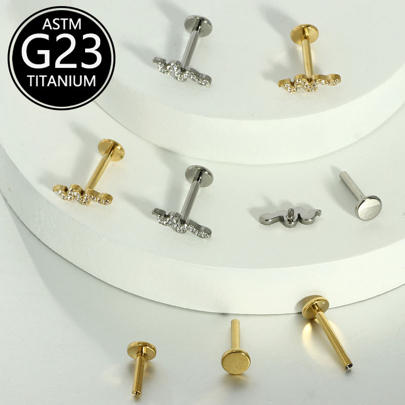Pointed titanium steel lip stud product view