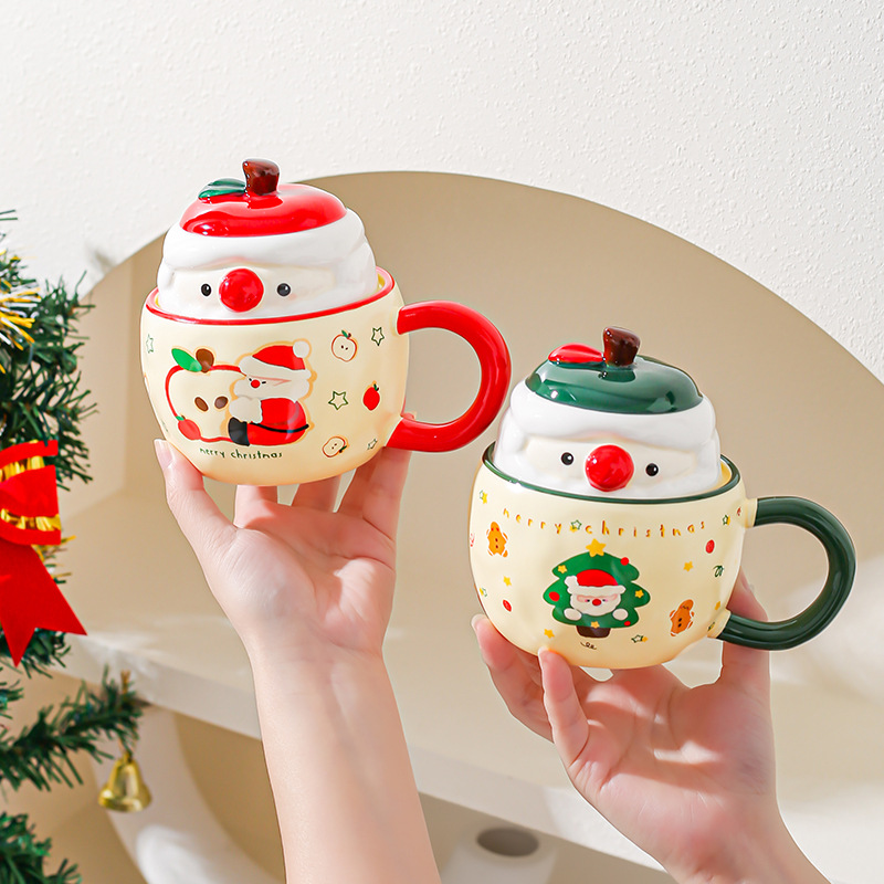 Regalos de Navidad tazas de cerámica con tapa de taza de marca creativa para chicas lindas tazas de agua caseras de oficina