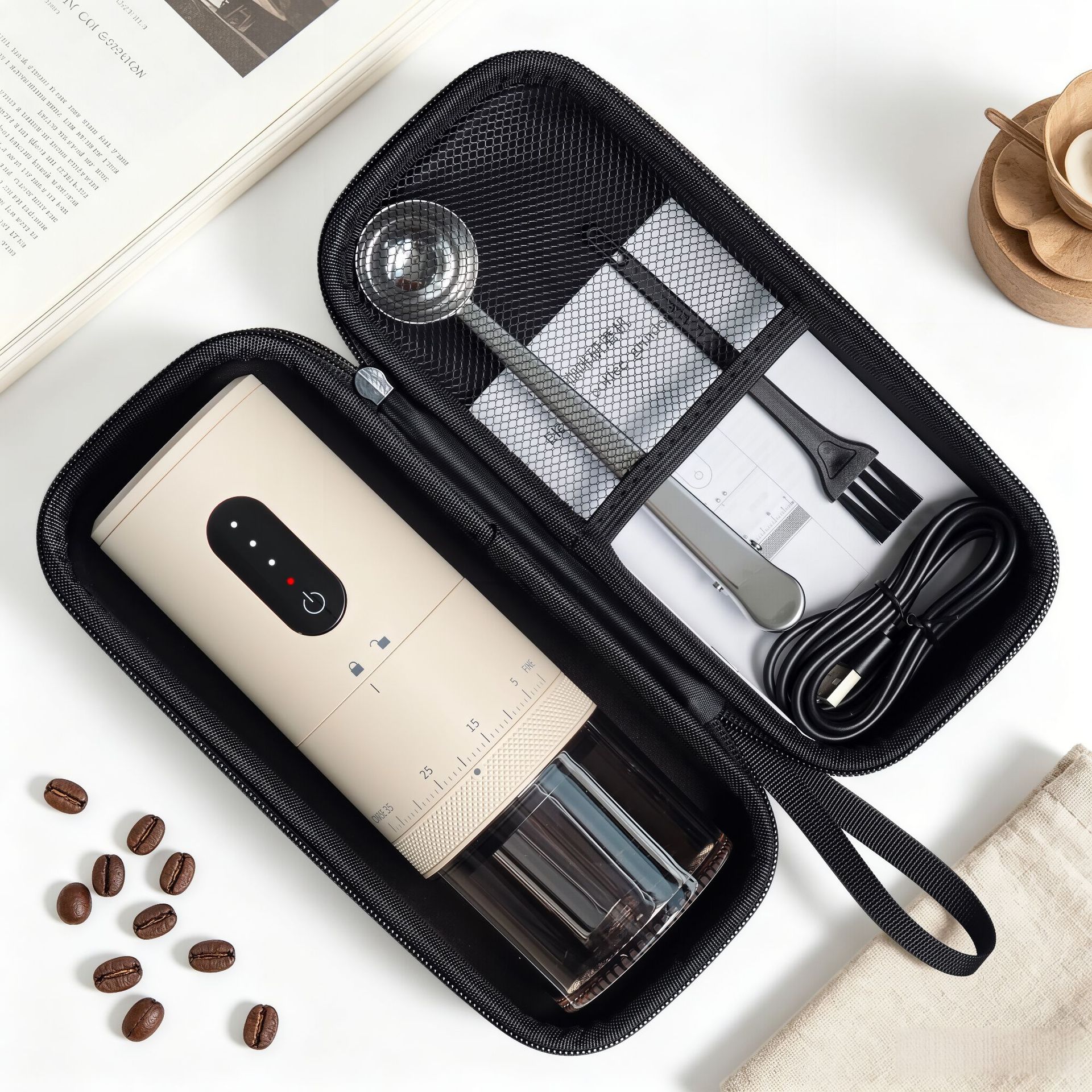 Molinillo de café eléctrico, molinillo de granos, molinillo de café en grano, molinillo totalmente automático, molinillo de café