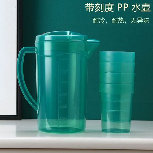 Plastic simple cold kettle cup set Nordic household large-capacity cold kettle juice cup set with scale