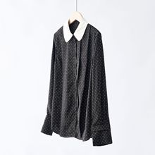 z元厂料！达利6A级16姆米双绉桑蚕丝！波点彼得潘领衬衫2025年春