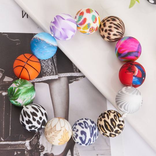 Cross-Border Silicone Beads Baby Teether Food Grade Silicone Beads Kidsren's Handmade 15mm Round Beads DIY Manufacturer Wholesale