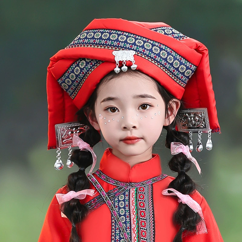 Гуансийский мартовский головной убор San Zhuang, этническая одежда, головной убор для мальчиков и девочек, мяо яо туцзя шляпы