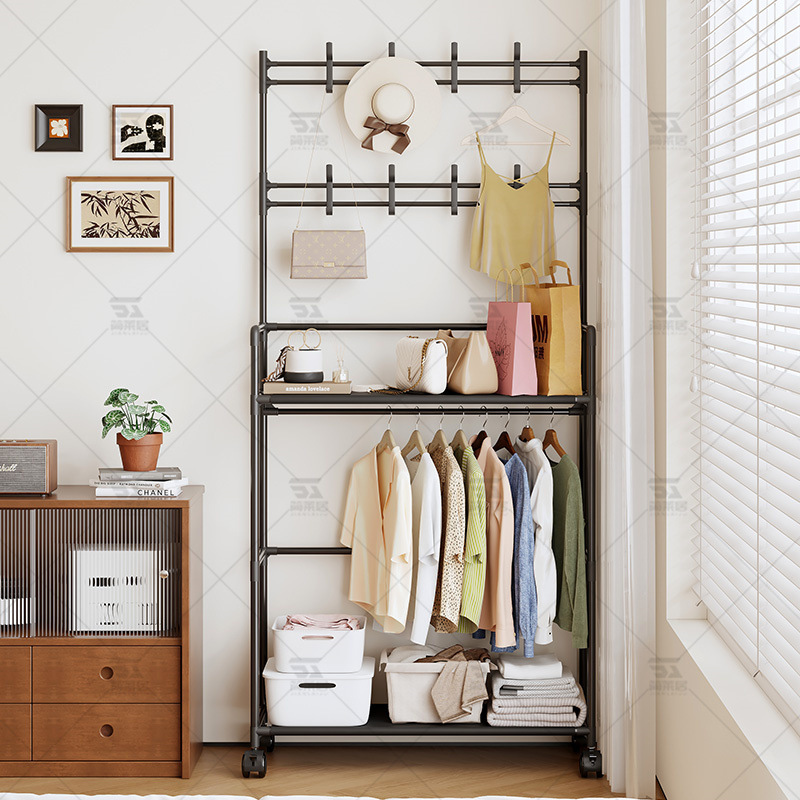 Simple multifunctional integrated clothes rack, clothes hanger, storage rack, multi-layer dustproof for dormitories and rental housing