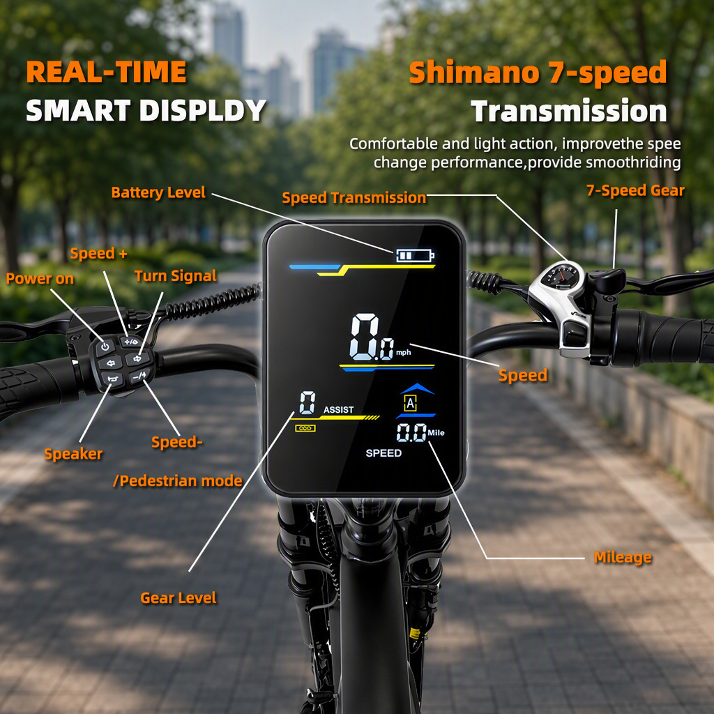 20inch Wide-Tire Electric Bicycle with Power Assist, 1000W, Motorcycle-Like Riding Experience, Dropshipping from European and American Overseas Warehouses