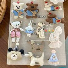 韩国ins新款玩偶公仔布艺小熊兔子胸针 甜美可爱两用鸭嘴夹衣饰女