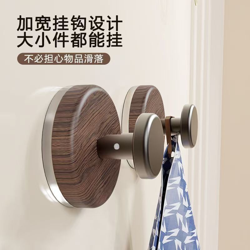 Suction cup hook, no-drill door-back clothes hook, strong load-bearing, no-trace, vintage-style walnut adhesive hook for bathroom Suction cup hook, no-drill door-back clothes hook, strong load-bearing, no-trace, vintage-style walnut adhesive hook for bathroom