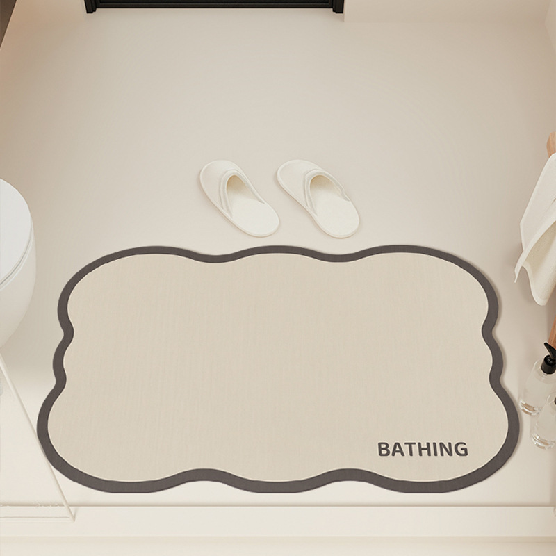シンプルな珪藻泥フロアマット浴室滑り止めフロアマット吸水速乾フットマット家庭用浴室トイレドアマット|undefined