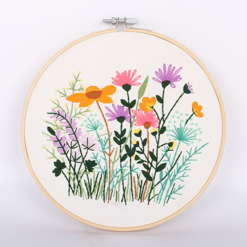 Paquete de material de bordado hecho a mano de bricolaje de estilo europeo auto-bordado girasol hierba planta flor serie