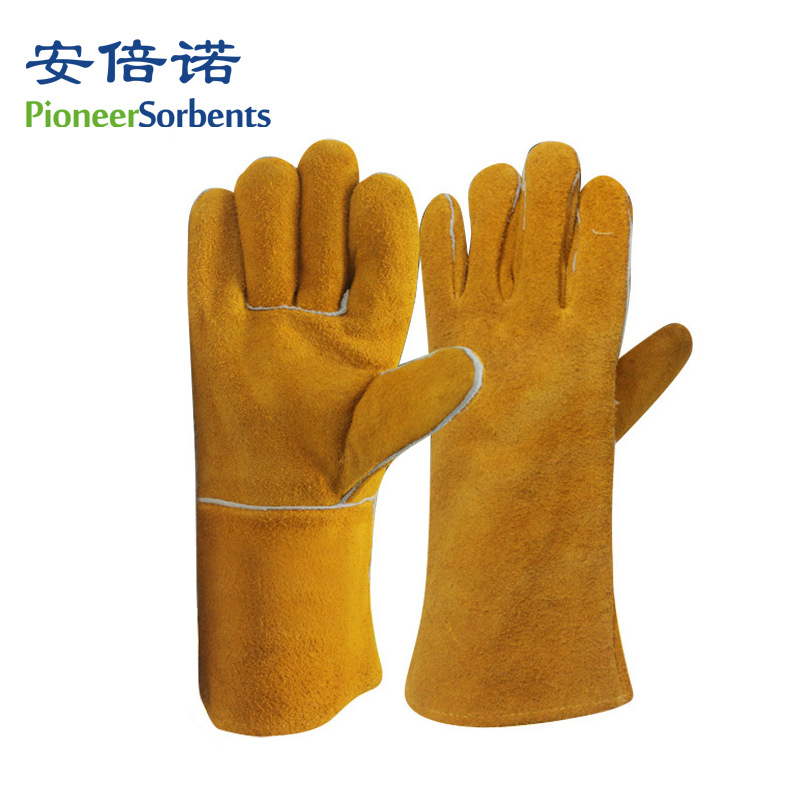 劳保电焊手套长款无缝加绒牛皮电焊工手套耐高温防烫柔软耐磨