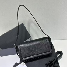 跨境小众包包女2025新款纯色粗荔枝纹时尚百搭单肩斜挎腋下水方包
