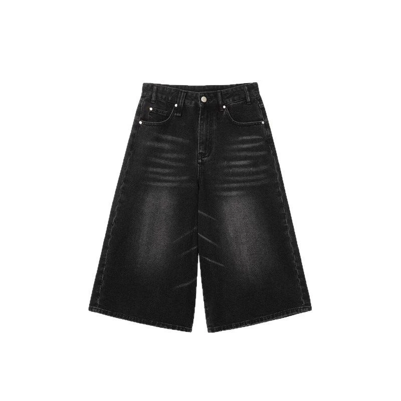 Джинсовая юбка, летние шорты, брюки для отдыха, высокая талия, oversize, облегающий, свободный прямой силуэт