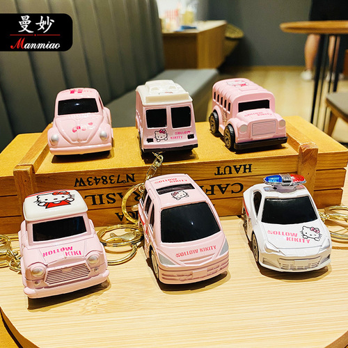 Creative Cartoon Kitty Cat Car Keychain Cute Female Doll School Bag Pendant Couple Small Gift Wholesale