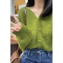 洋气毛衣开衫2025新款慵懒复古外穿秋季牛油果针织外套上衣女