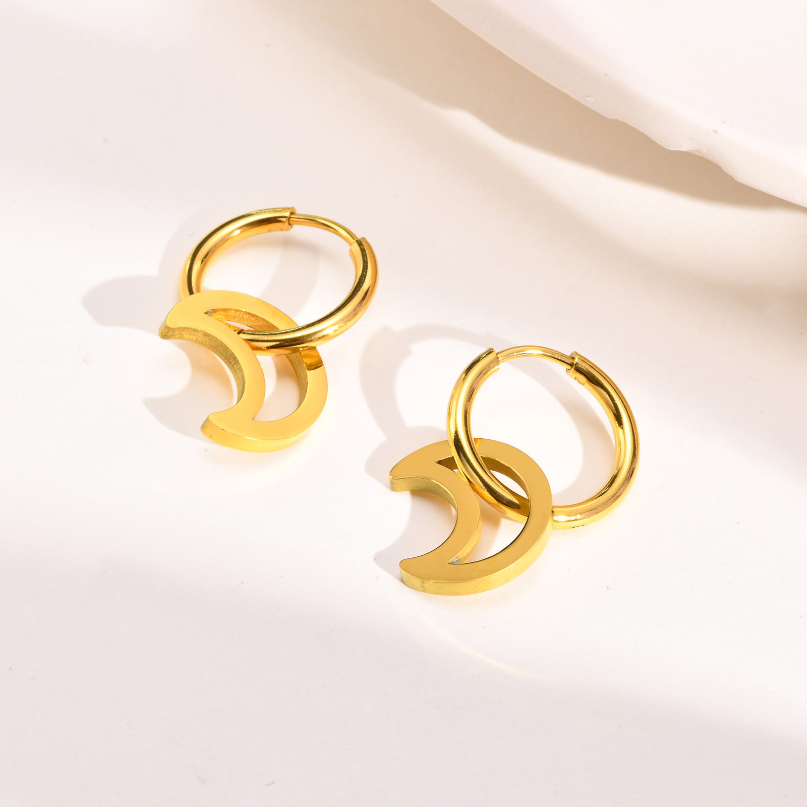 9g Weight 304 Stainless Steel Ear Needle Material Charm Sleeper Hoop Earrings, Drop Earrings Classification 1 Pair Quantity Holiday, Daily Occasion 304 Stainless Steel Material Star, Moon, Heart Shape Pattern Women's Gender Casual, Simple Style Style 1 Pair Casual Simple Style Star Moon Heart Shape 304 Stainless Steel Drop Earrings 18