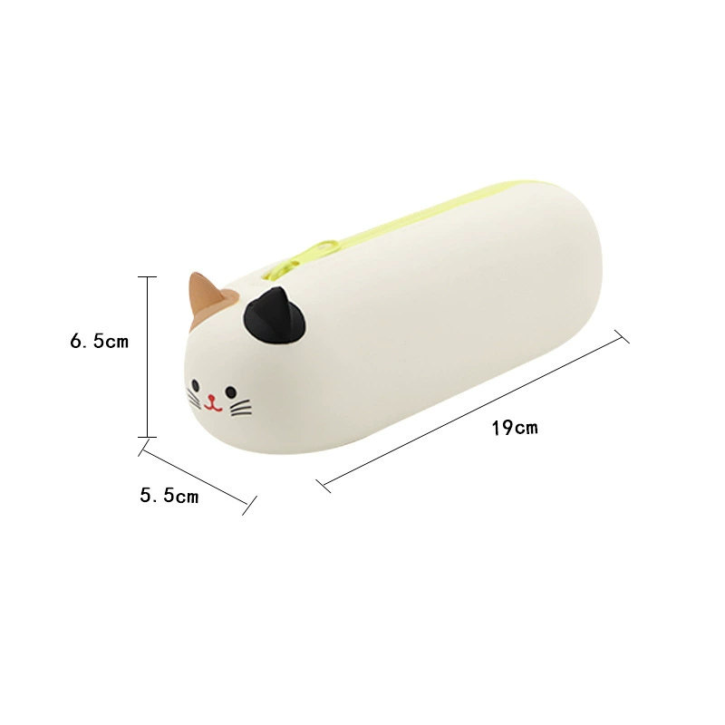 Cartoon silicone handheld cute capacious pencil case, universal storage bag for students, new collection, fall protection