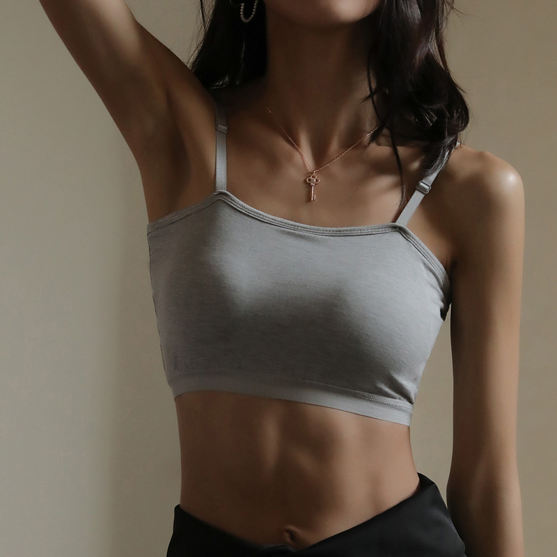 厳選カップ一体型インナーベースモーダル胸パッド付きキャミソール女性用夏アウターお腹カバー