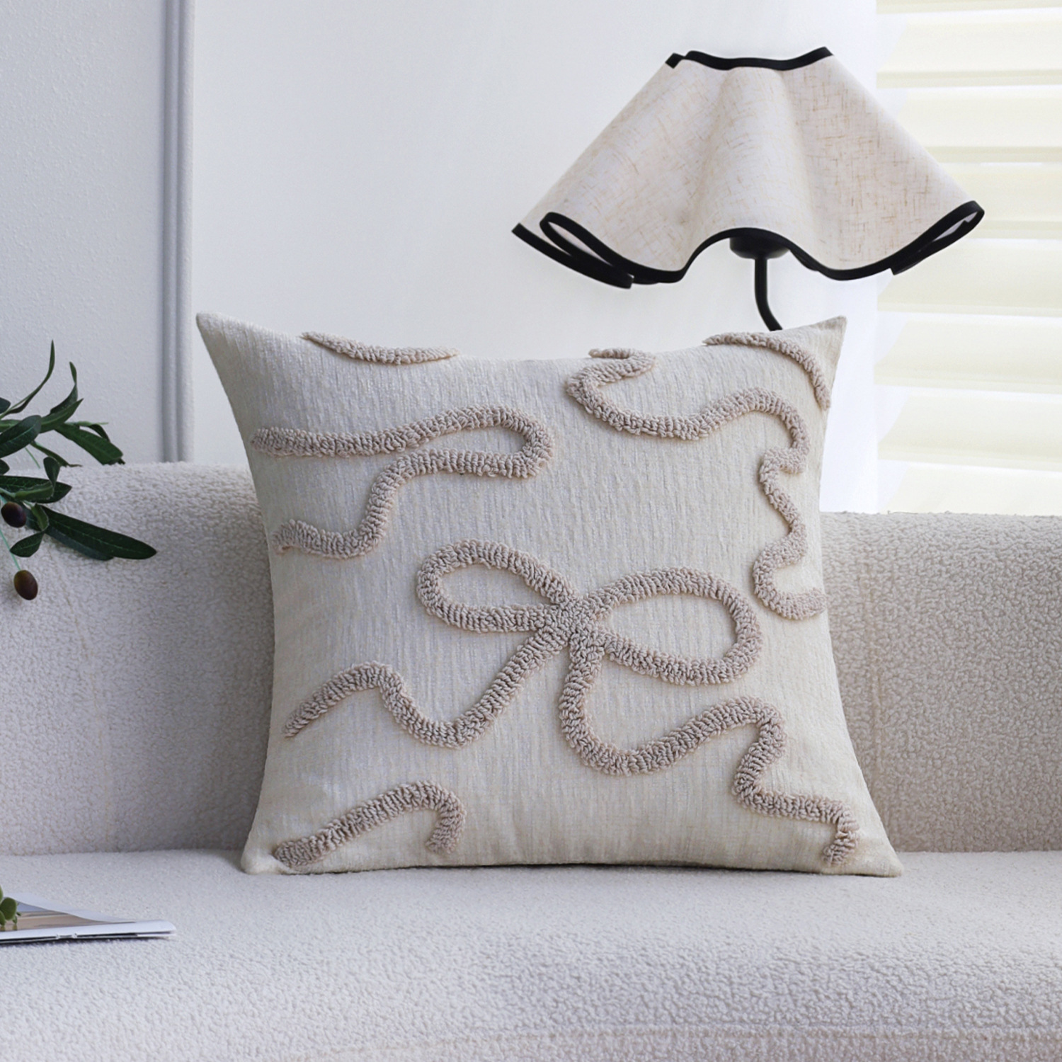 Almohada estilo ins funda de almohada de color sólido funda de cojín de sofá de terciopelo de anillo de chenilla de cama cubierta de cojín de coche de dormitorio al por mayor