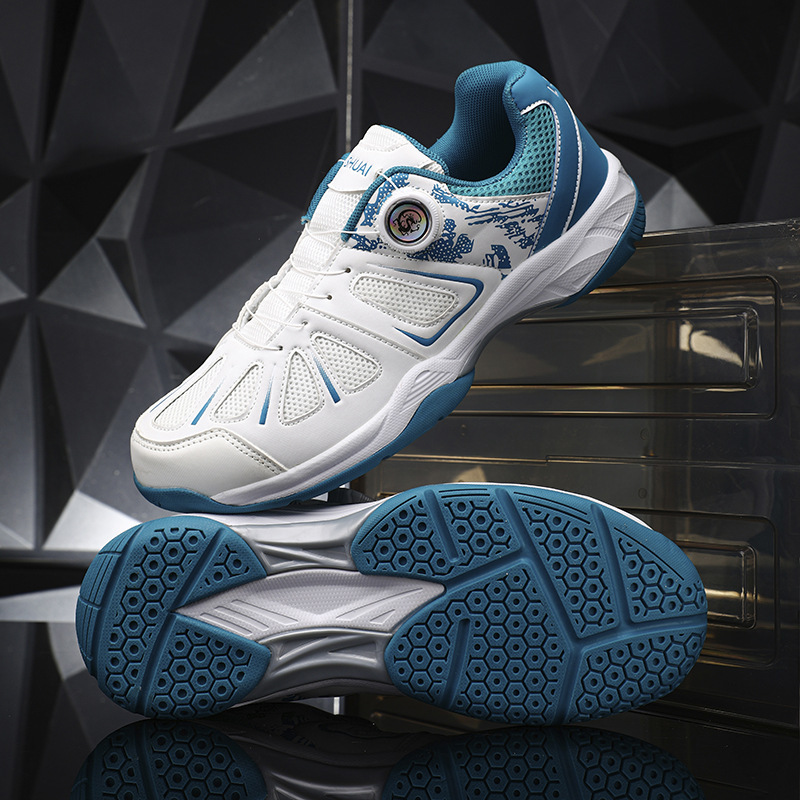 Rotating buckle badminton shoes for men, indoor and outdoor couple's lightweight table tennis sneakers, women's tennis training shoes, non-slip